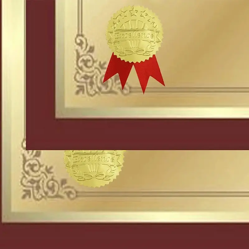 Embossed Seal Stamp Stickers Gold Sliver Certificate Award Sticker for Envelope Wedding Party Gift Business Decoration