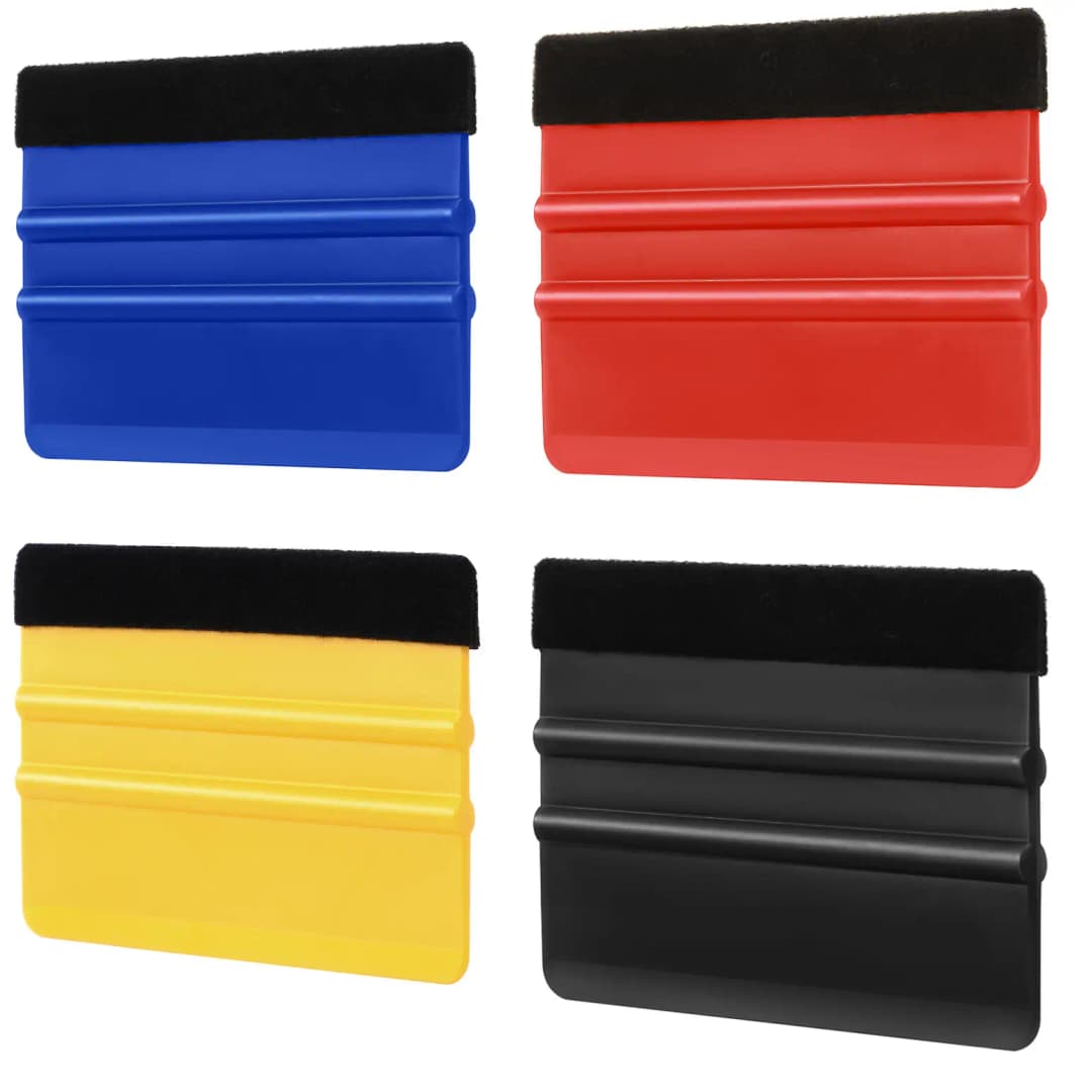 High Quality Squeegee Car Film Tool Vinyl Blue Plastic Scraper Squeegee With Soft Felt Edge Window Glass Decal Applicator