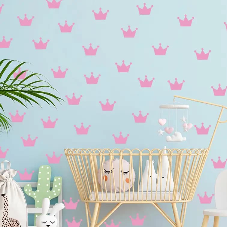 New Style Crown Wall Sticker For Bedroom Children's Room Princess Crown Creative Cute Beautiful Removable Combination Stickers