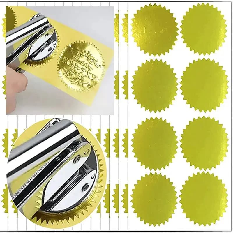 Embossed Seal Stamp Stickers Gold Sliver Certificate Award Sticker for Envelope Wedding Party Gift Business Decoration