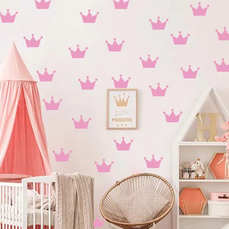 New Style Crown Wall Sticker For Bedroom Children's Room Princess Crown Creative Cute Beautiful Removable Combination Stickers