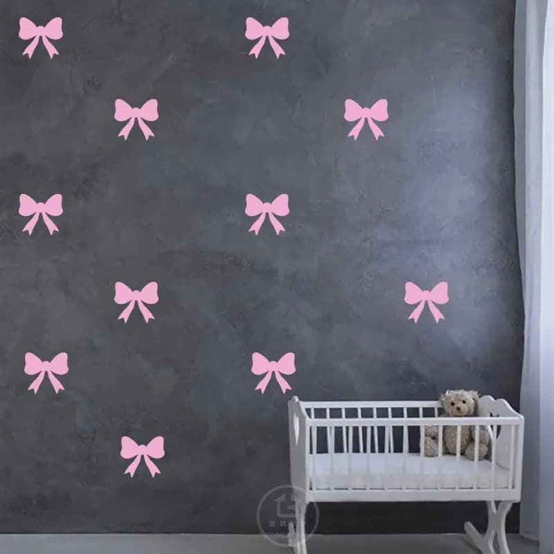 50 Count Bow Wall Stickers by ZAIN STICKER for Kids' Rooms, Bedrooms, and Nurseries - 7CM Each
