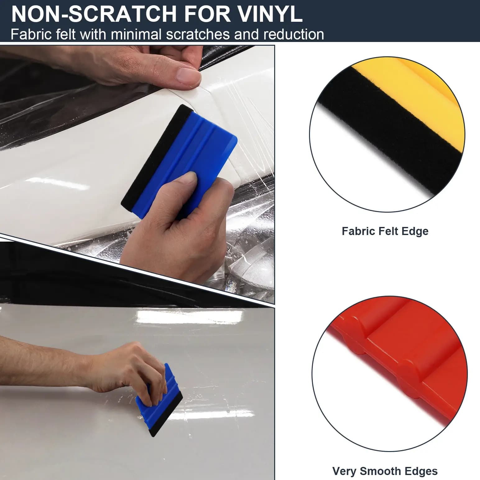 High Quality Squeegee Car Film Tool Vinyl Blue Plastic Scraper Squeegee With Soft Felt Edge Window Glass Decal Applicator