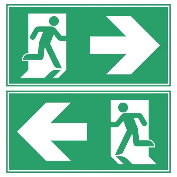 Emergency Exit Sign Board - High Visibility Luminous Fire Safety Sign with Left & Right Arrow (Standard Size)